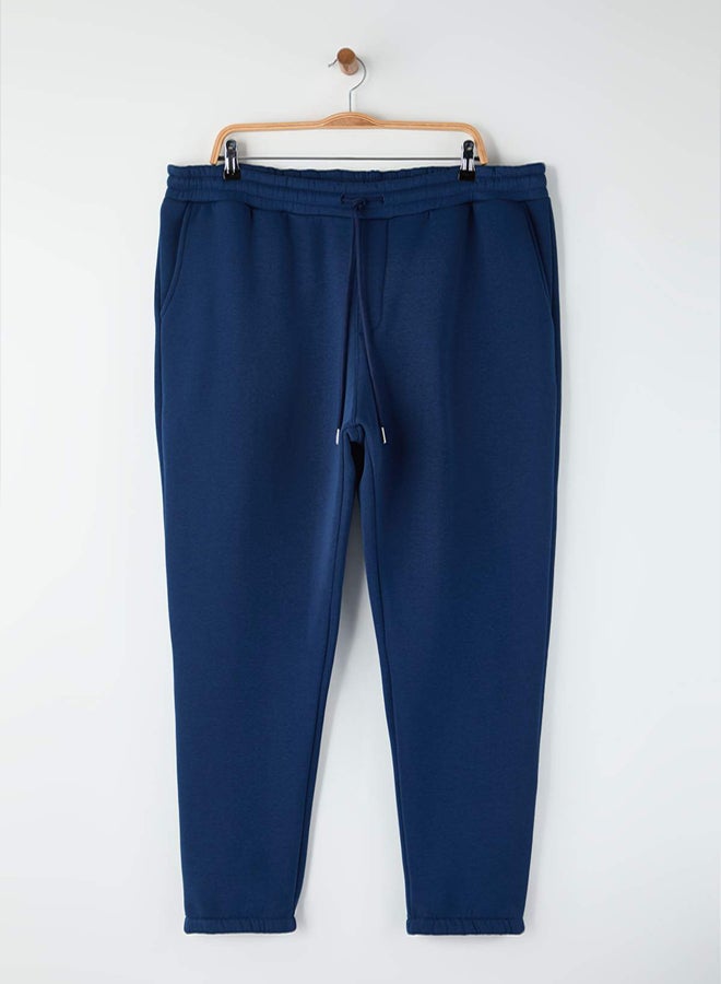 trendyol Indigo Plus Size Regular/Normal Cut Rubber Leg Jogger Fleece Sweatpants - Image 1
