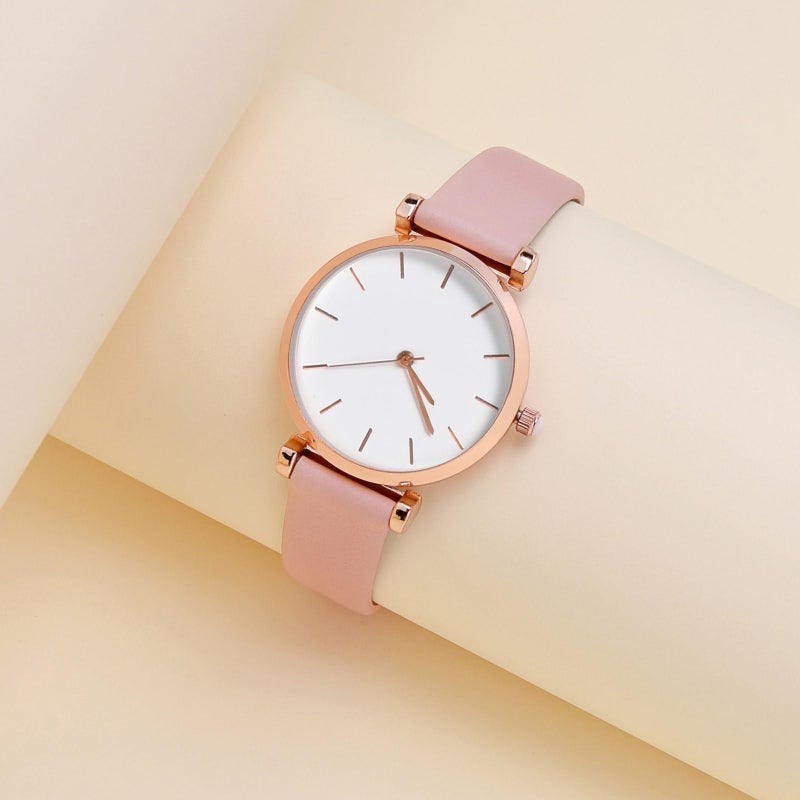 WOCCI 14mm Lug Width, Elegant Watch Band, Genuine Leather Replacement Strap with Rose Gold Buckle (Light Pink) - Image 2