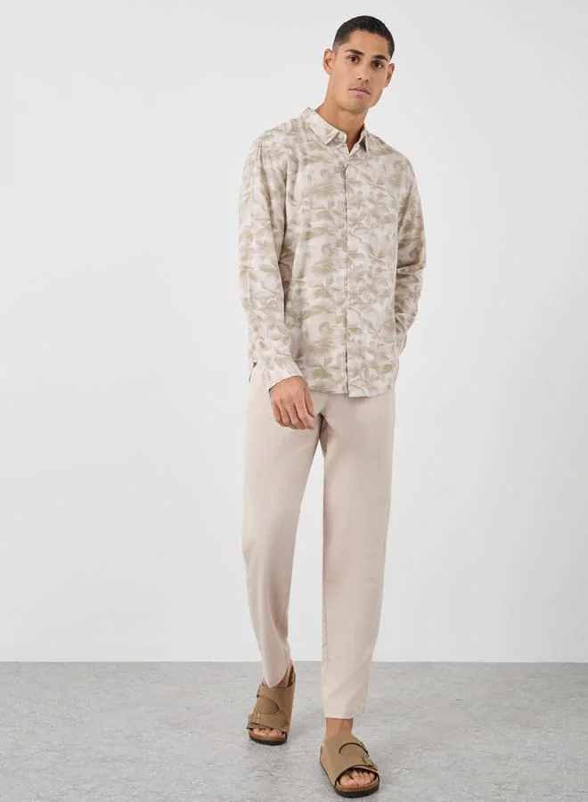 ستايلي قميص بأكمام طويلة مطبوع بالكامل بقصة عادية