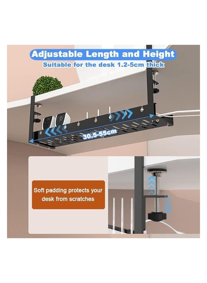erorex Under Desk Cable Management Upgraded Cable Organizer with Clamp Mount System - Sturdy Metal Cord Management Rack Wire Organizer - No Drill Cable Tray Basket for Office Home - Image 4