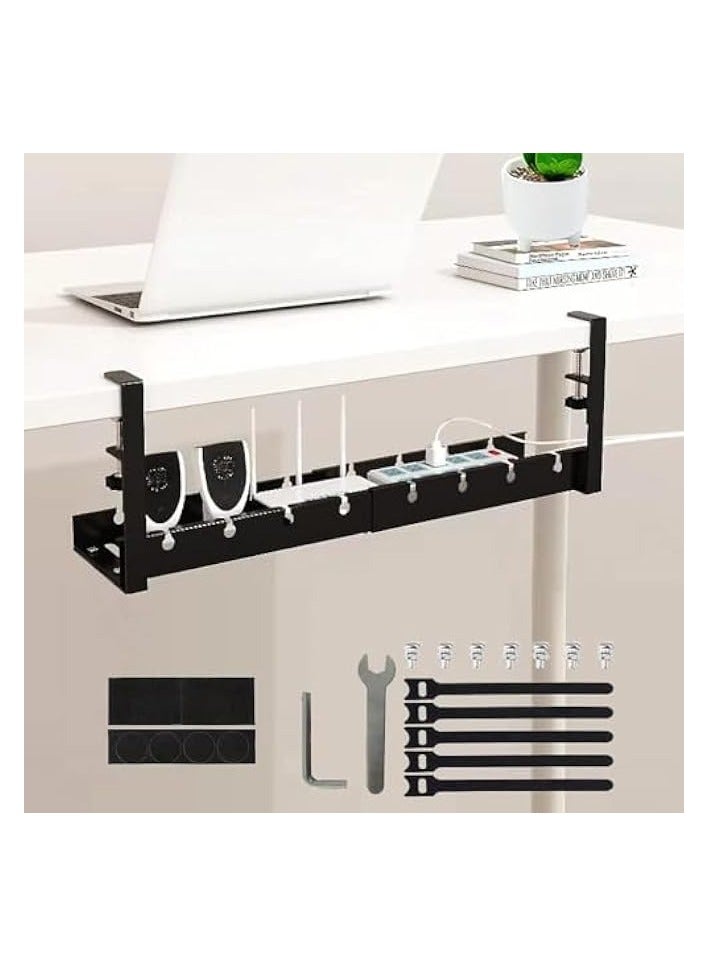 erorex Under Desk Cable Management Upgraded Cable Organizer with Clamp Mount System - Sturdy Metal Cord Management Rack Wire Organizer - No Drill Cable Tray Basket for Office Home - Image 1