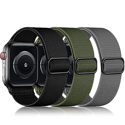 DaQin 3 Pack Stretchy Solo Loop Compatible with Apple Watch Bands for Men 42mm 41mm 40mm 38mm, Soft Nylon Braided Elastic Strap for iWatch Band Series 11 10 9 8 7 6 5 4 3 SE Ultra 3 Ultra 2 Ultra - Image 1