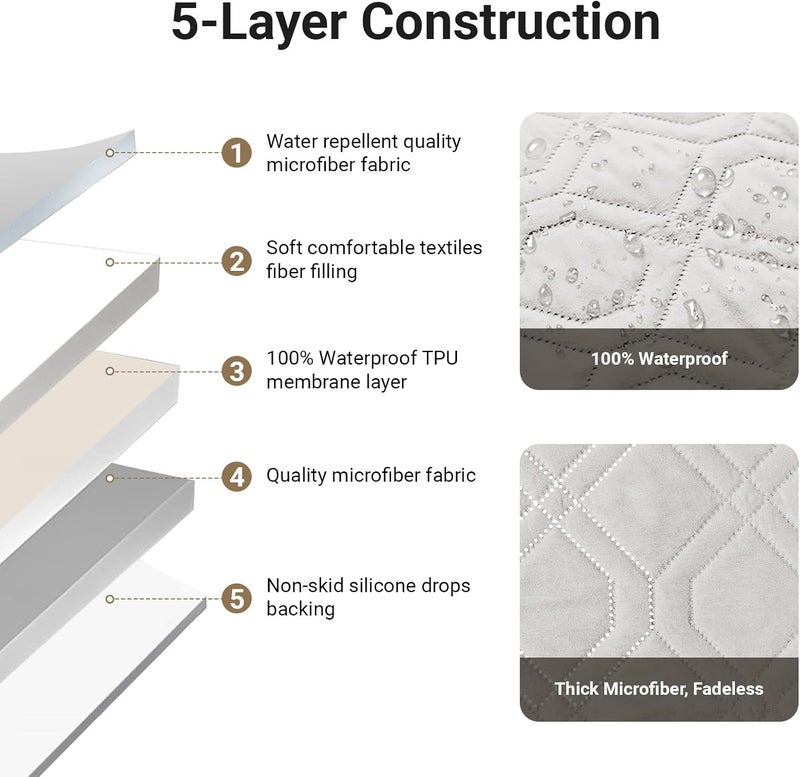 Sofa Covers Waterproof Couch Cover Non-Slip Quilted Sofa Slipcover for Dogs Furniture Protector Cover for Pets with Adjustable Strap Washable (White, Recliner Chair) - Image 4