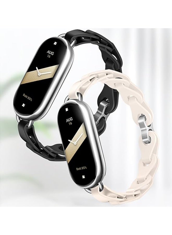 Strap for Xiaomi Mi Band 8/Mi Band 9, Stainless Steel Replacement Strap Watch Wristband, Securely Clasp Design for Xiaomi Mi Fit Band 9/8 Band (Black Hollow) - Image 4