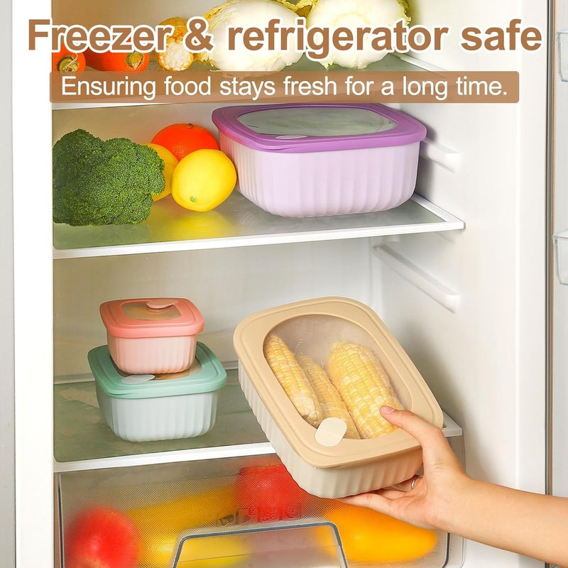 EVVIX Set of 4 Plastic Food Storage Container with Lids Airtight Cook Store Mixing Bowl Set BPAFree Plastic Bowl with Lids for Freezer Microwave Dishwasher Safe - Image 4