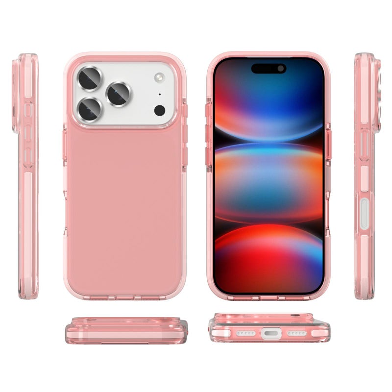 إيروريكس جراب هاتف TPU شفاف عالي الجودة مقاوم للصدمات ثنائي اللون لهاتف iPhone 17 Pro Max (وردي) - Image 2