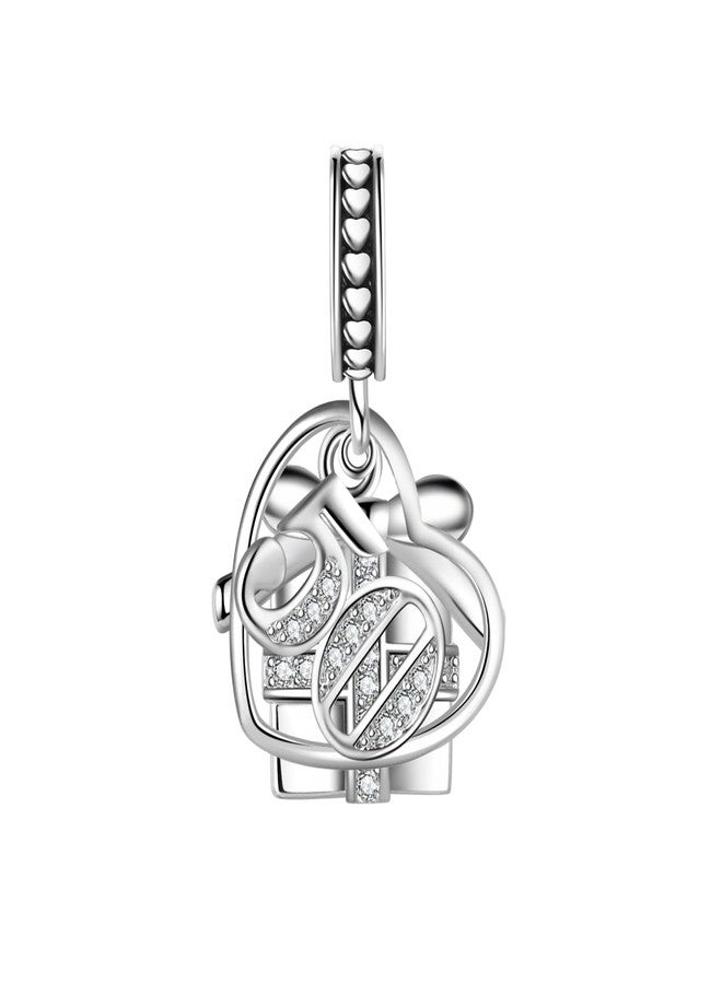 MiiFort Sparkling Gift Box 50 Birthday Anniversary Love Heart Dangle Charm fits Pandora Charms Moments Bracelets Celebration Bead Cubic Zirconia - Image 2
