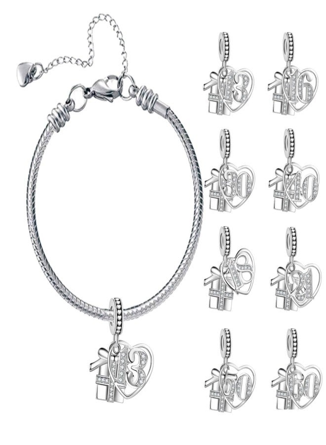 MiiFort Sparkling Gift Box 50 Birthday Anniversary Love Heart Dangle Charm fits Pandora Charms Moments Bracelets Celebration Bead Cubic Zirconia - Image 4