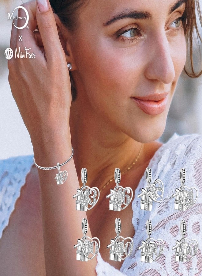 MiiFort Sparkling Gift Box 50 Birthday Anniversary Love Heart Dangle Charm fits Pandora Charms Moments Bracelets Celebration Bead Cubic Zirconia - Image 5