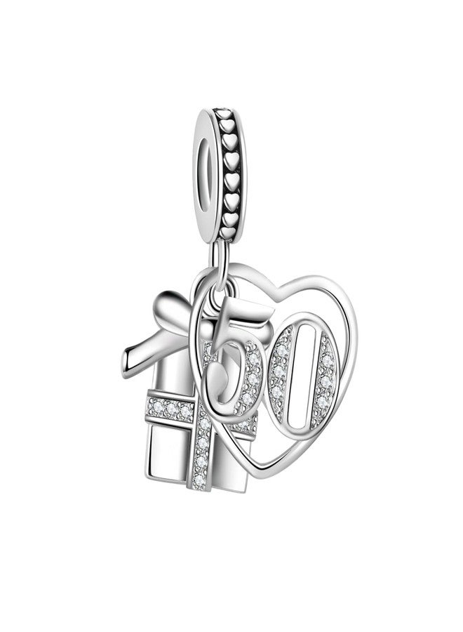 MiiFort Sparkling Gift Box 50 Birthday Anniversary Love Heart Dangle Charm fits Pandora Charms Moments Bracelets Celebration Bead Cubic Zirconia - Image 1