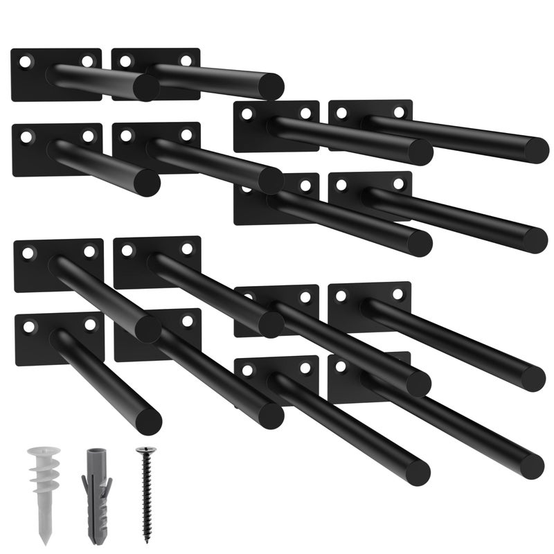 LEOPO 16Pack 10 inch Floating Shelf Brackets Hidden Shelf Bracket for Wood Concealed Blind Shelving SupportInvisible Black Coated Brackets for DIY DecorativeFit for Kitchen BathroomStudy Room - Image 2