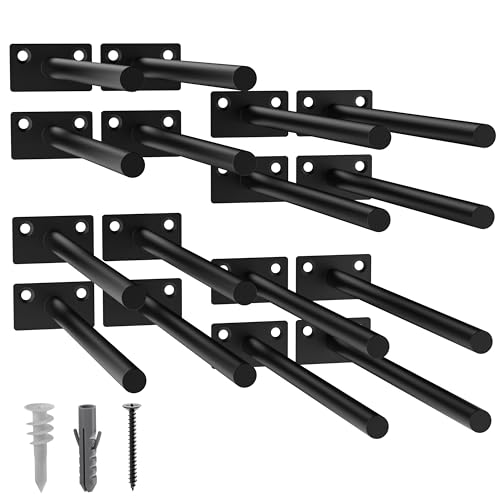 LEOPO 16Pack 10 inch Floating Shelf Brackets Hidden Shelf Bracket for Wood Concealed Blind Shelving SupportInvisible Black Coated Brackets for DIY DecorativeFit for Kitchen BathroomStudy Room - Image 1
