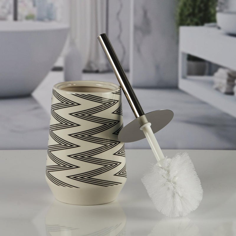 Kookee Ceramic Toilet Cleaner Brush with Holder Stand for Bathroom, Commode, Washroom, Toilet Cleaning Brush, White (11502) - Image 1