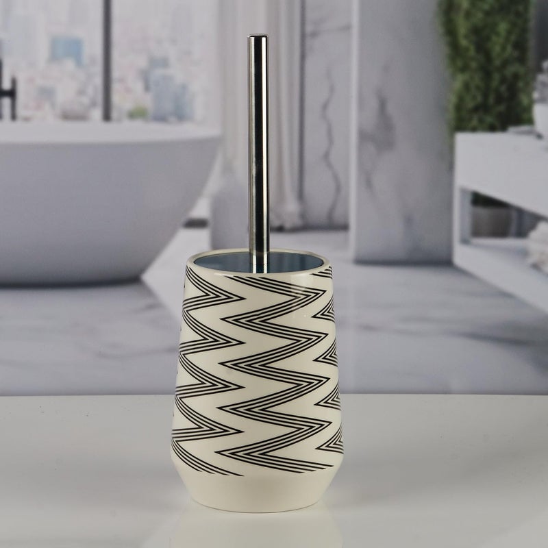 Kookee Ceramic Toilet Cleaner Brush with Holder Stand for Bathroom, Commode, Washroom, Toilet Cleaning Brush, White (11502) - Image 2