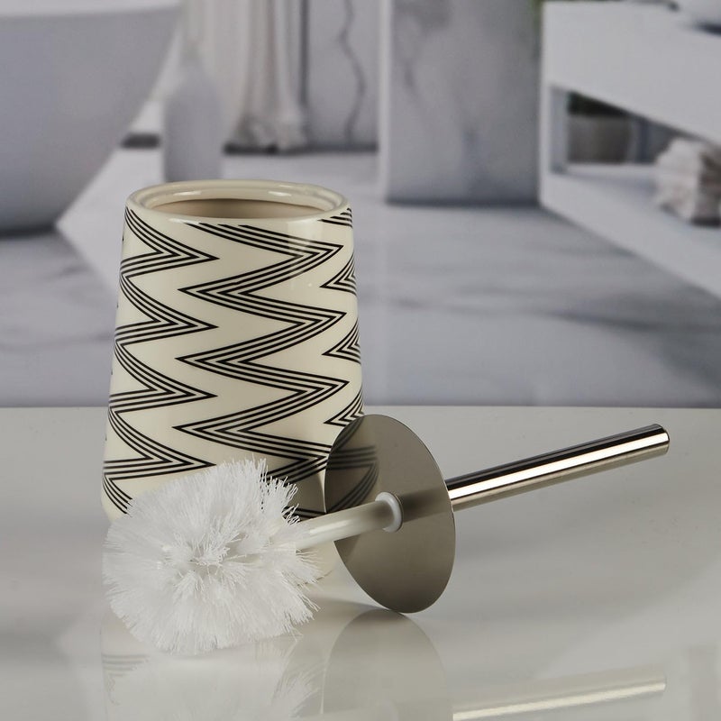 Kookee Ceramic Toilet Cleaner Brush with Holder Stand for Bathroom, Commode, Washroom, Toilet Cleaning Brush, White (11502) - Image 4