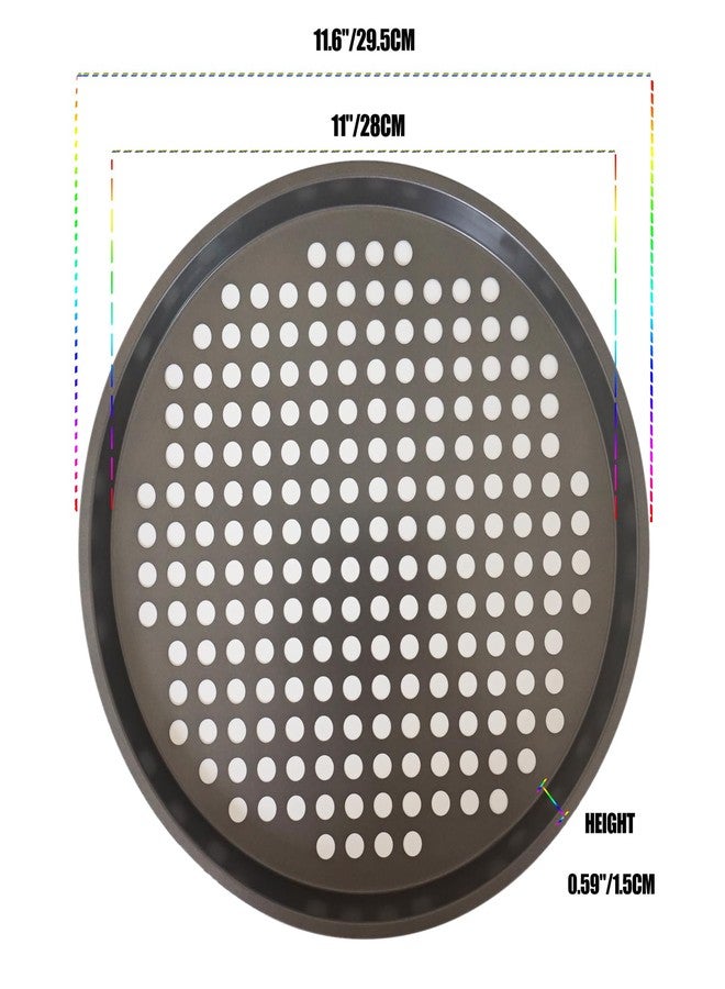 Heluok 2 Pack Pizza Pan with Holes, Pizza Tray for Oven, Carbon Steel Perforated Pizza Pans, Nonstick Round Pizza Baking Pan for Frozen & Homemade Pizza Home Kitchen Restaurant - 11 Inch, Black - Image 2
