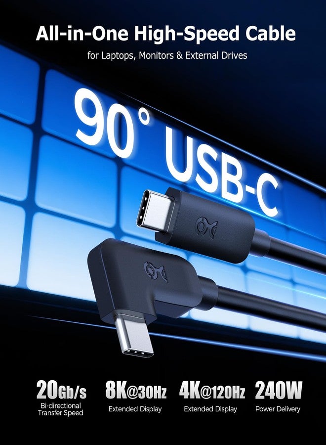 Cable Matters 20Gbps Right Angle USB C Cable - 6ft, Supports Up to [8K@30Hz / 4K@120Hz Video, 240W Charging, 20Gbps Data Transfer] 90 Degree USB C Cable, Right-Angle USBC to USBC Cord - Image 2