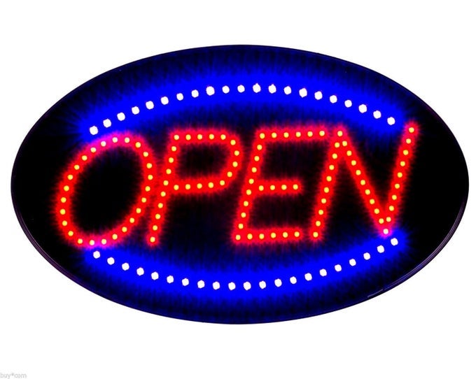 JUMBO 24 X 13 LED NEON SIGN WITH MOTION OPEN REDBLUE B30