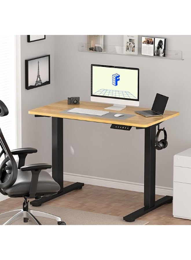 FLEXISPOT EN1 Standing Desk 129 x 68 x 14.5cm Maple - Whole-Piece Desktop, Home Office Use, Height Adjustable with 4 Memory Presets, Supports Multiple Monitors - Image 1