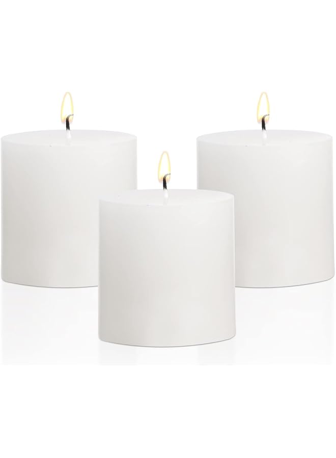 Premium Quality Unscented Pillar Candles 2 x 2 Inch, Long Burning Hours, Decorative Block Candles, SPA Candles, Church Candles - Dripless Clean Burning Smokeless Dinner Candle | Set of 3