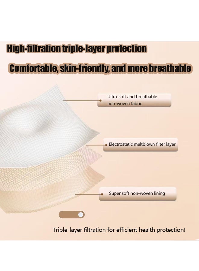 50-Piece Pack of Multi-colored Disposable Masks, Three-Layer Protection Design, Wide and Flat Ear Loops, Skin-Friendly and Breathable, Suitable for Daily Wear - Image 3