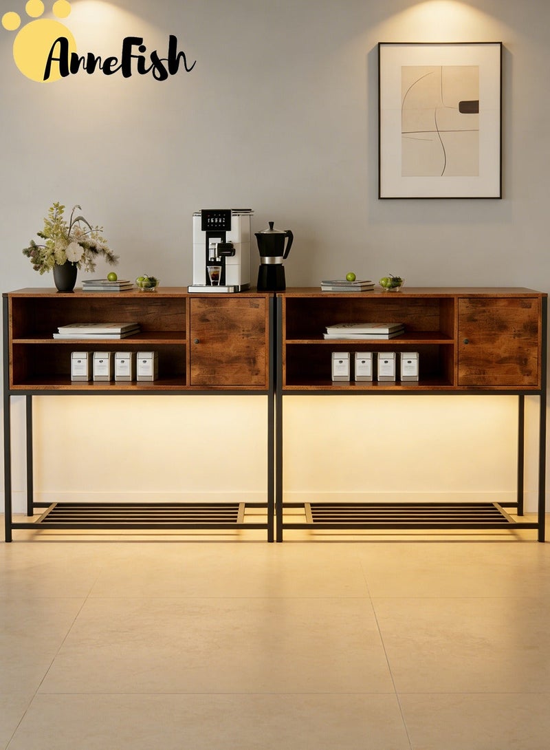 AnneFish 2PCS 100*30*80cm Coffee Corner Cabinet Sideboard Table Kitchen Bakers Rack Coffee Bar Display Cabinet For Kitchen And Living Room Entryway Dining Room - Image 2