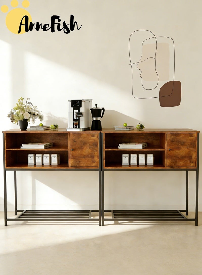 AnneFish 2PCS 100*30*80cm Coffee Corner Cabinet Sideboard Table Kitchen Bakers Rack Coffee Bar Display Cabinet For Kitchen And Living Room Entryway Dining Room - Image 1