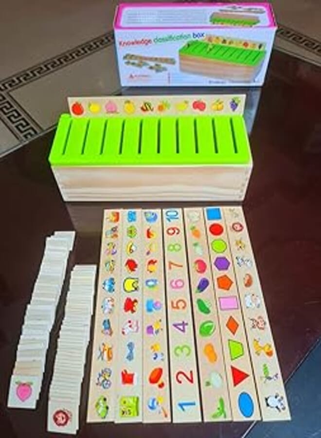 OR 1set Knowledge Classification Box, Children Early Childhood Toy Cognition Matching Learning Wooden Box 