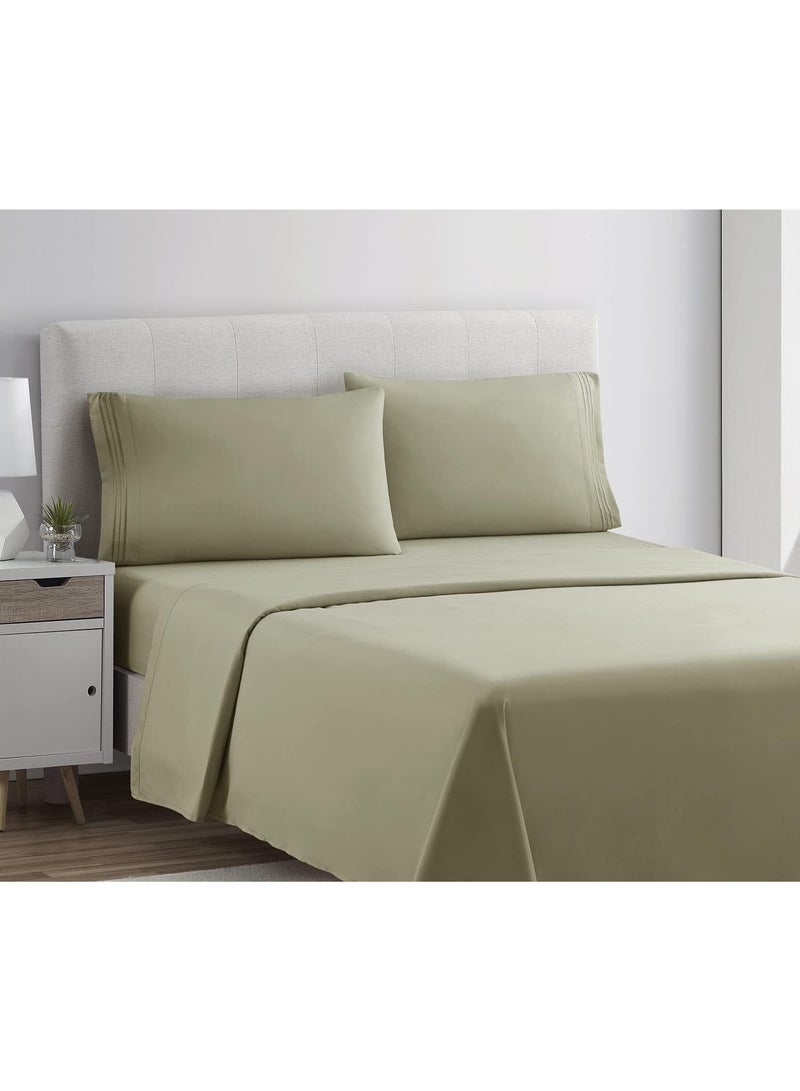 Clara Clark Bed Sheets, Premier 1800 Series 4 Piece Bed Sheet Set, Deep Pocket, Wrinkle, Fade, Stain Resistant, Luxury Soft Bedding Sheets & Pillowcases, Queen, Sage Green - Image 4