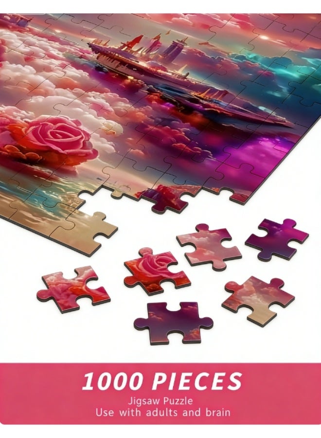 1000pcs adult cartoon puzzle, cartoon drawing challenge puzzle, suitable for family activities, game nights, gifts to relieve stress, dreamy sail - Image 5