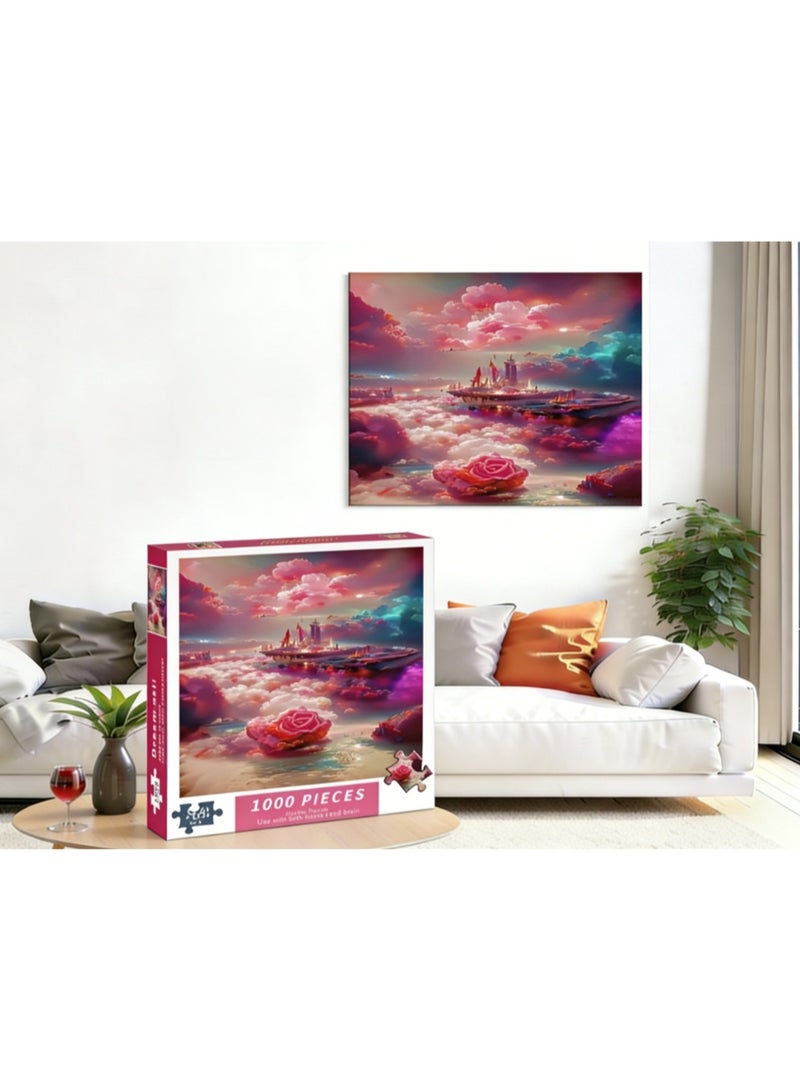 1000pcs adult cartoon puzzle, cartoon drawing challenge puzzle, suitable for family activities, game nights, gifts to relieve stress, dreamy sail - Image 4