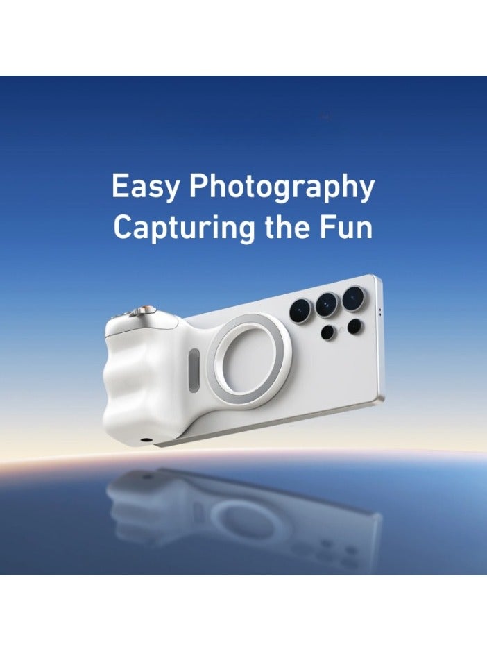 TELESIN Magnetic Phone Camera Grip, Portable Smartphone Holder Selfie Handle Snap, Lightweight And Durable Hand Grip Phone Holder With Wireless Shutter Button, (1pc, White, With Fill Light) - Image 2