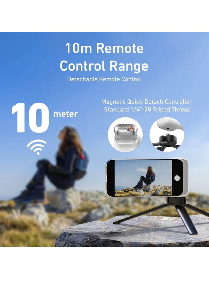 TELESIN Magnetic Phone Camera Grip, Portable Smartphone Holder Selfie Handle Snap, Lightweight And Durable Hand Grip Phone Holder With Wireless Shutter Button, (1pc, White, With Fill Light) - Image 4