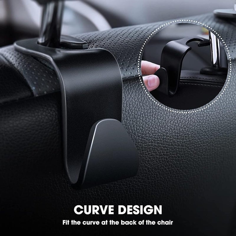 SHOWAY Car Seat Headrest Hooks Back Seat Organizer Hanger Storage Hook Purse Holder fit Universal Vehicle Women Bag Clothes Coats Grocery Bags Car Hooks 4 Pack (Black) - Image 3