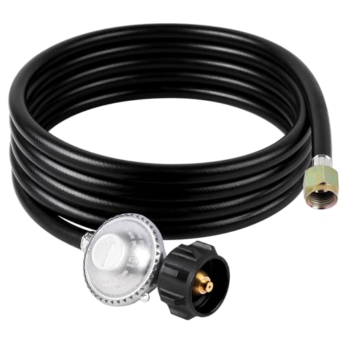SHINESTAR 12 Feet Low Pressure Propane Hose with Regulator, for Gas Grill, Fire Pit, Stove, 3/8 Inch Female Flare - Image 1