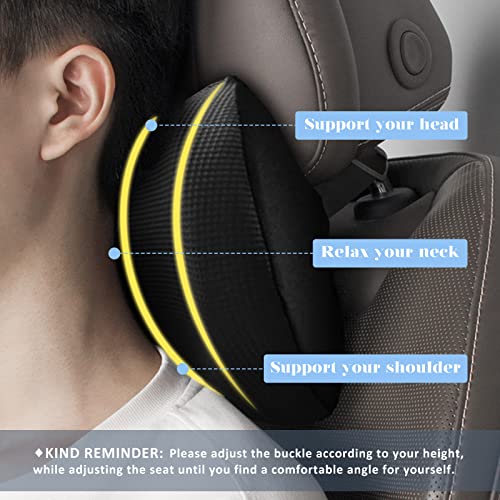 SPRFUFLY Super Comfy Car Headrest Pillow, Car Pillow for Neck Pain Relief with Adjustable Strap, 100% Memory Foam & Breathable Removable Cover, Ergonomic Design - Softness Travel Car Neck Pillow(Black, 1PC) - Image 3