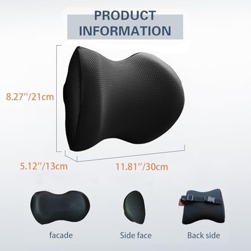 SPRFUFLY Super Comfy Car Headrest Pillow, Car Pillow for Neck Pain Relief with Adjustable Strap, 100% Memory Foam & Breathable Removable Cover, Ergonomic Design - Softness Travel Car Neck Pillow(Black, 1PC) - Image 2