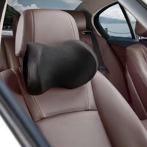 SPRFUFLY Super Comfy Car Headrest Pillow, Car Pillow for Neck Pain Relief with Adjustable Strap, 100% Memory Foam & Breathable Removable Cover, Ergonomic Design - Softness Travel Car Neck Pillow(Black, 1PC) - Image 1