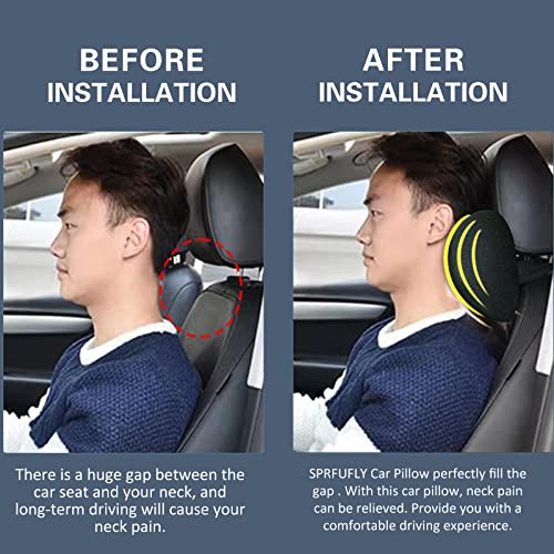 SPRFUFLY Super Comfy Car Headrest Pillow, Car Pillow for Neck Pain Relief with Adjustable Strap, 100% Memory Foam & Breathable Removable Cover, Ergonomic Design - Softness Travel Car Neck Pillow(Black, 1PC) - Image 5