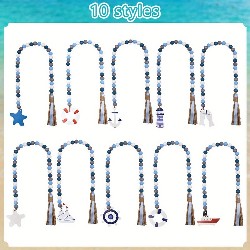 1 Wooden Bead Wind Sail Hemp Rope Garland Coastal Nautical Beach Themed Decor for Party Hanging - Image 5