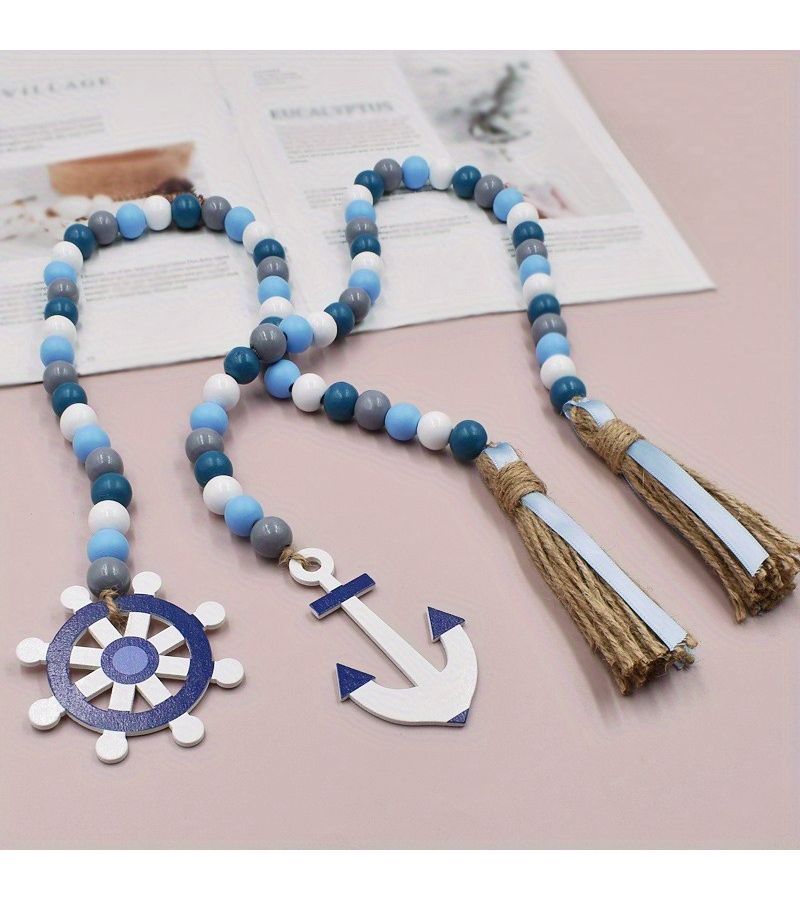 1 Wooden Bead Wind Sail Hemp Rope Garland Coastal Nautical Beach Themed Decor for Party Hanging - Image 2