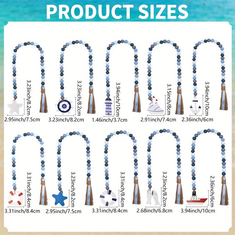 1 Wooden Bead Wind Sail Hemp Rope Garland Coastal Nautical Beach Themed Decor for Party Hanging - Image 3