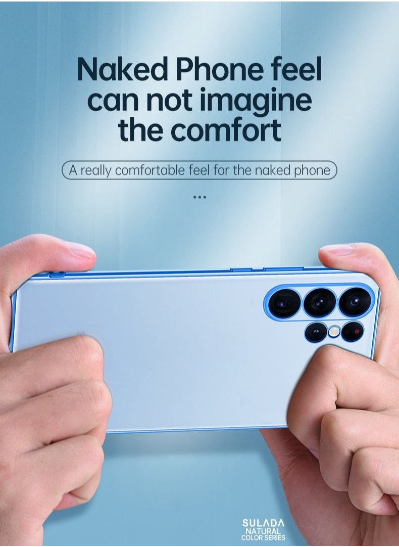 Suitable for Samsung Galaxy S22 Ultra Matte Plated Mobile Phone Shell S23 Ultra Translucent Protective Soft Shell Light Blue