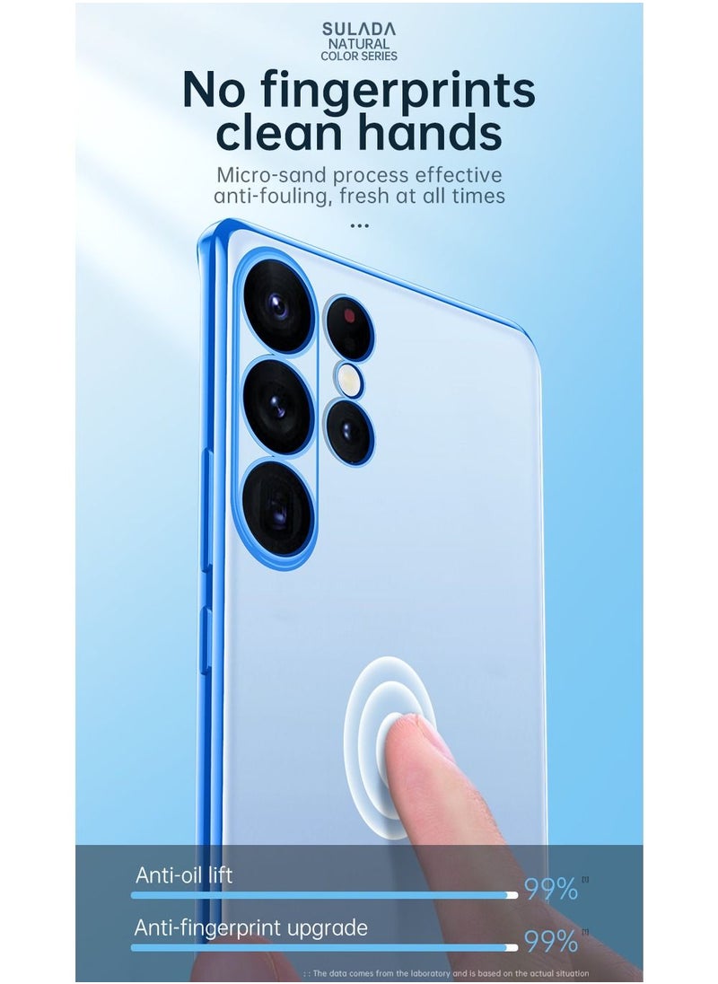 Suitable for Samsung Galaxy S22 Ultra Matte Plated Mobile Phone Shell S23 Ultra Translucent Protective Soft Shell Light Blue