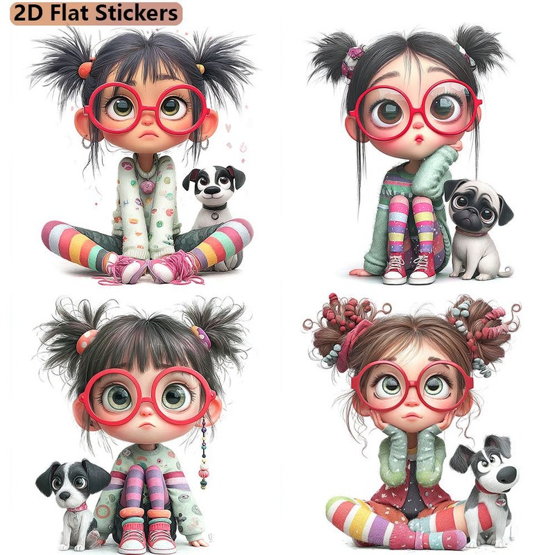20 Cute Red Eyed Girl Stickers Flat 2D Design Type 1 for Scrapbooking Notebook Diaries Aesthetic Gifts - Image 5