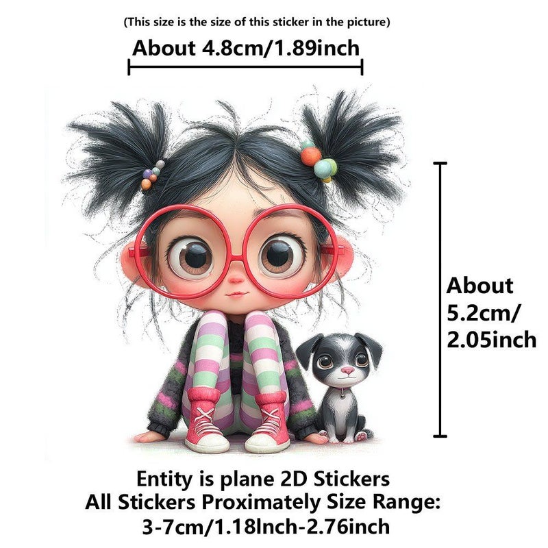 20 Cute Red Eyed Girl Stickers Flat 2D Design Type 1 for Scrapbooking Notebook Diaries Aesthetic Gifts - Image 4