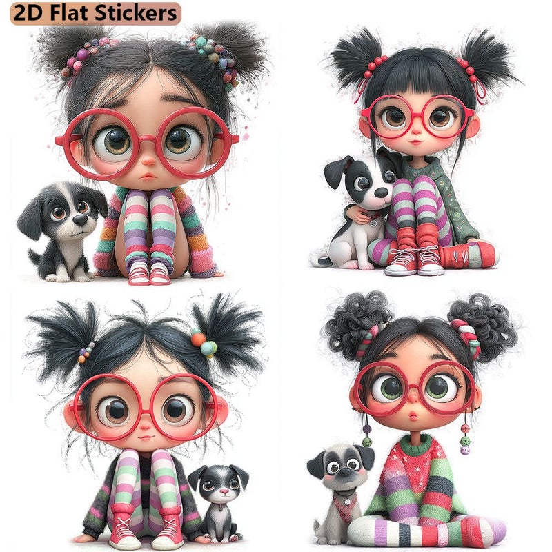 20 Cute Red Eyed Girl Stickers Flat 2D Design Type 1 for Scrapbooking Notebook Diaries Aesthetic Gifts - Image 3
