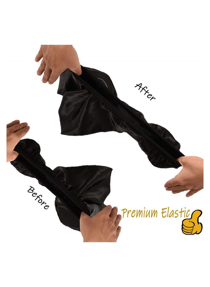 SYOSI Long Satin Bonnet Sleep Cap, Soft and Comfortable Elastic Band Bonnets for Women Night Sleep, Hair Bonnets for Women Satin, Long Hair Care Hat Night Cap (2 Pcs, Black + Blue Leaves) - Image 4