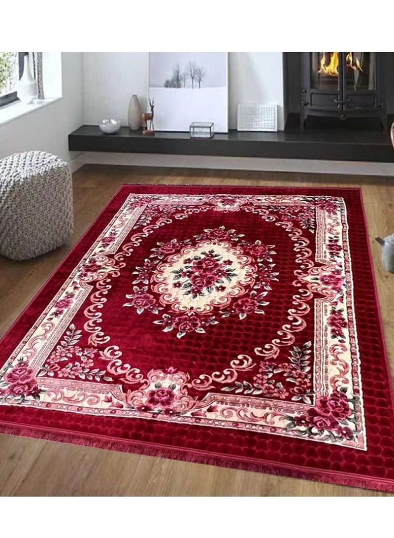 ستارجولد سجادة فاخرة محمولة، نسيج بوليستر فاخر عالي الجودة، قابلة للطي، سجاد بتصميم زهور، للاستخدام اليومي والسفر 180 × 200 سم