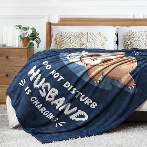 Leebbsin Funny Gifts for Husband Fathers Day, Husband Birthday Gift, Husbands is Charging Sloth Blanket, Anniversary Wedding Gifts for Husbands from Wife, Gift for Him Christmas 60" x 50" - Image 5